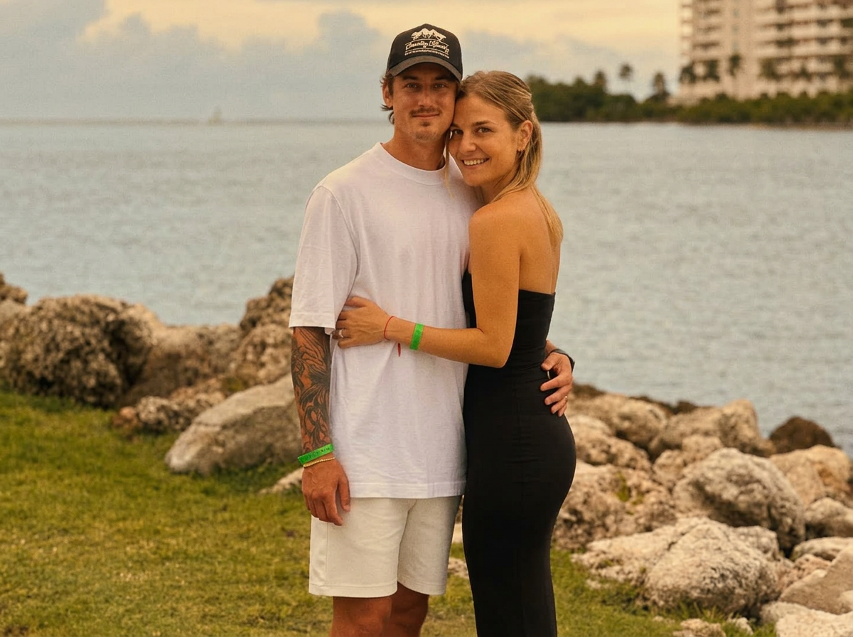 Anna with her husband by the water